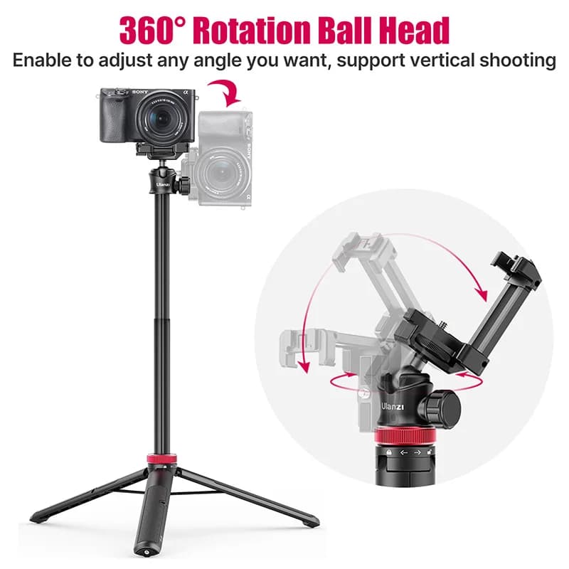 Ulanzi MT-44 Treppiede allungabile per trasmissione a vivo Vlog con supporto per telefono da 42 pollici per fotocamera reflex DSlR GoproSmartphone