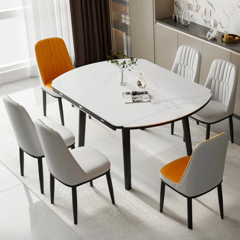 Tavolo da pranzo nordico pieghevole Gambe estensibili Tavolo da pranzo rotondo allungabile Set da soggiorno Mobili portatili Mesas Pegables