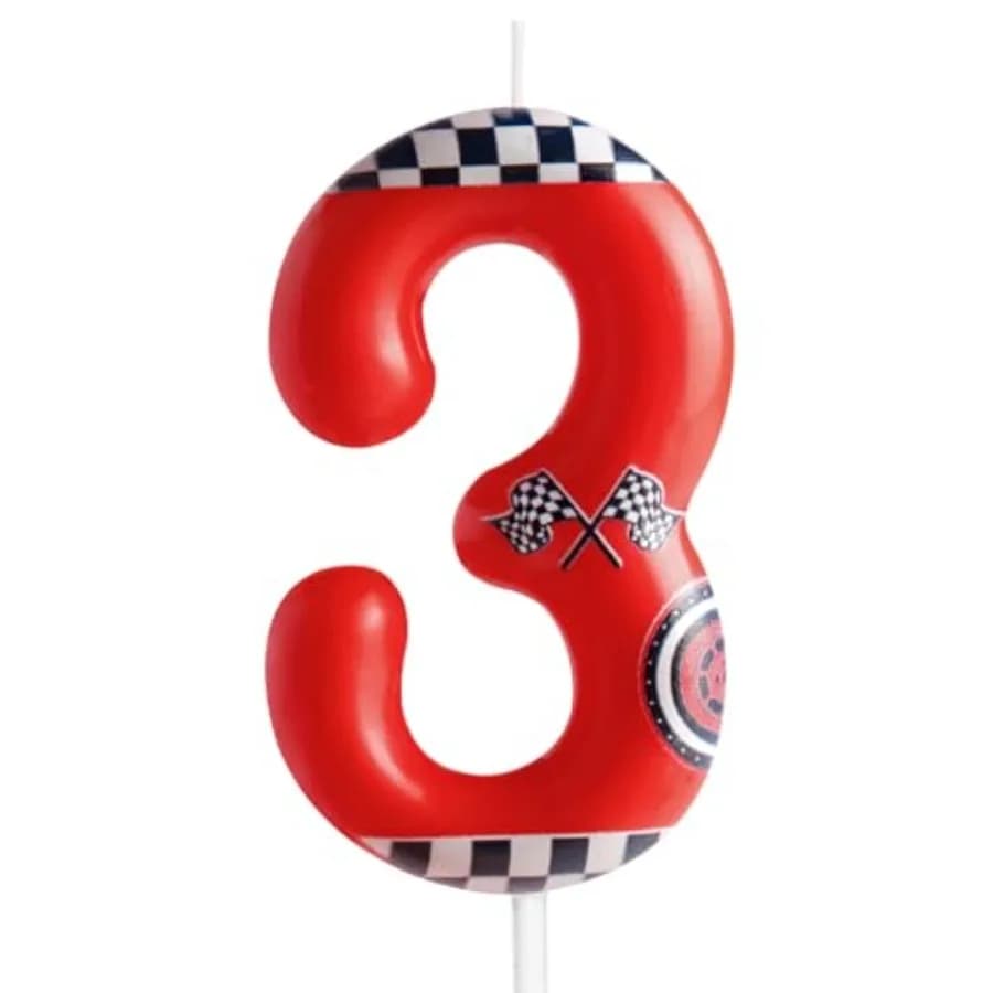 Red Racing Car Birthday Cake Candle Racing Car Themed Birthday Candle, Number 3 Birthday Candles 3rd Birthday Cake Topper for B