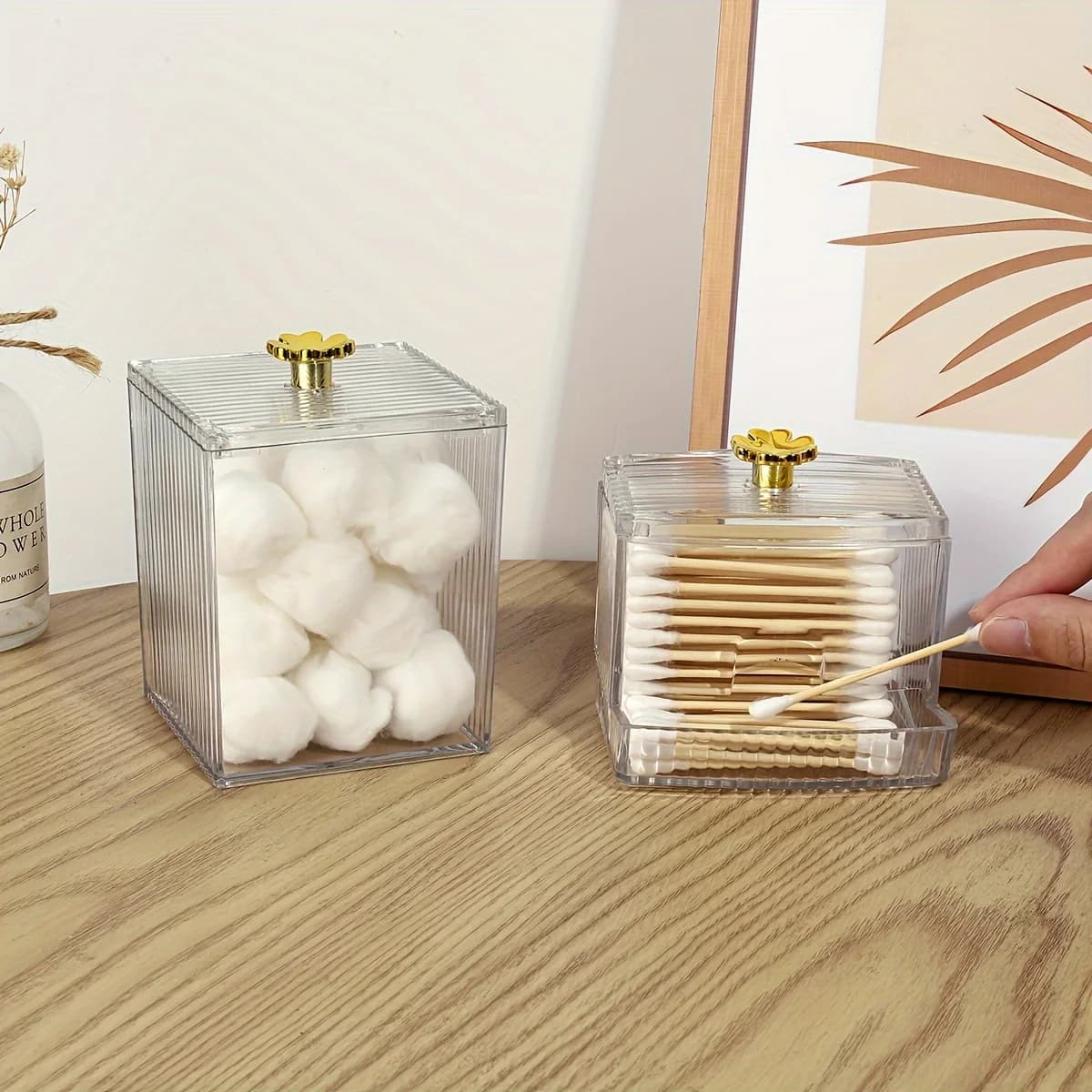 Confezione da 1/2 dispenser per supporto Qtip trasparente per organizer da bagno barattolo di cotone/cuscinetto/portapalla contenitore per cosmetici scatola di immagazzinaggio