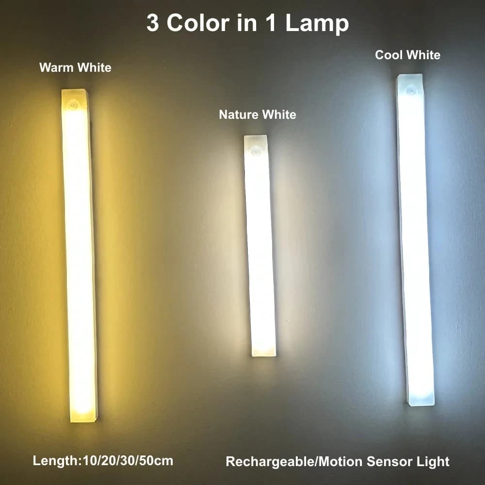 Luce Notturna LED con Sensore di Movimento, Lampada da Comodino Ricaricabile USB, Luce Portatile Wireless per Armadio, Cucina, Guardaroba, Scale