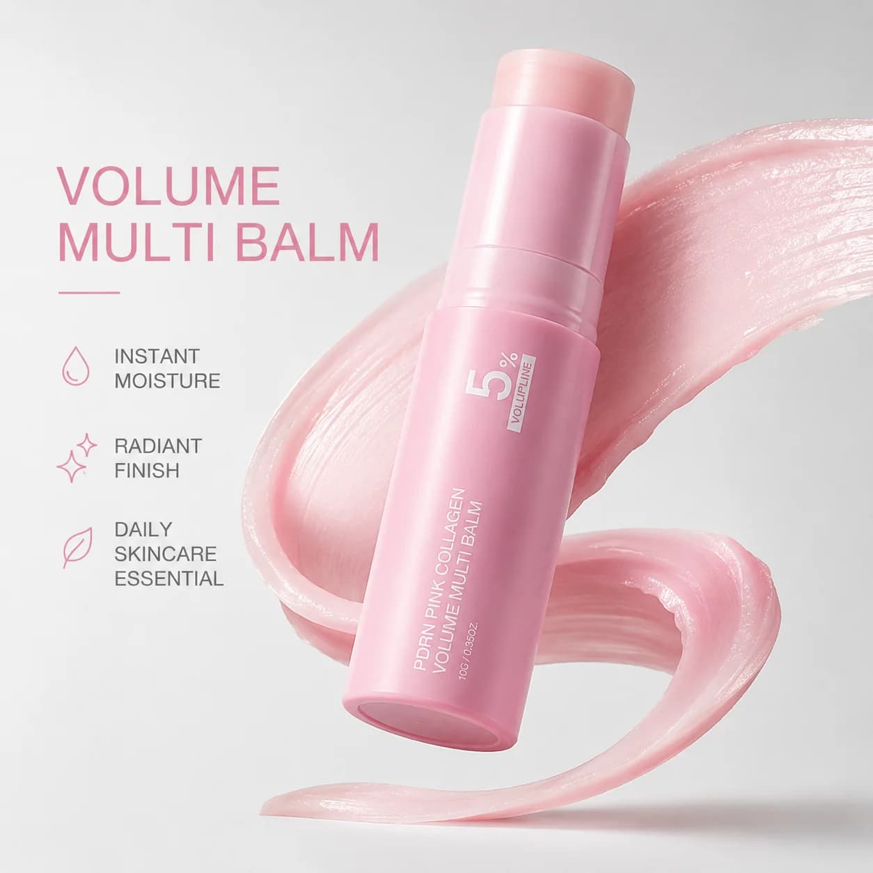 Pink Collagen Multi Balm Stick 5% Volufiline Hydrating Plumping Formula Face Lip Body Moisturizing Brightening Skin Care