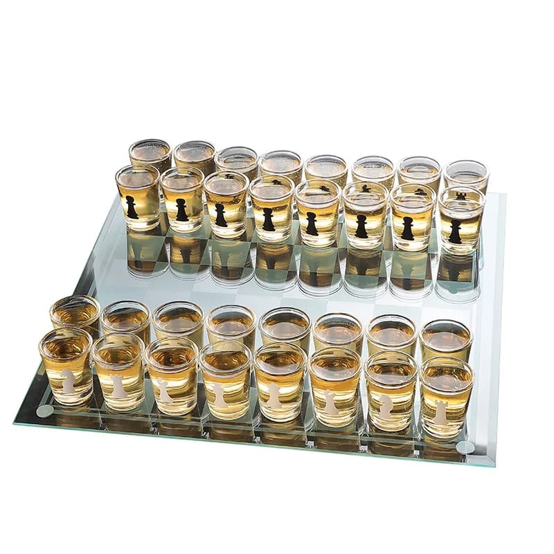 Transparent Wine Glass Set Chess Party Game Bar Drinking Home Whiskey Cocktail Tequila Bar Game Chessboard Set Party Gift