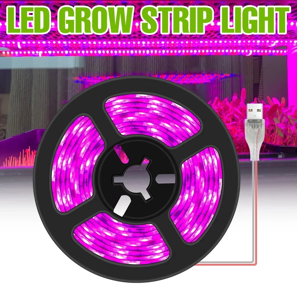 USB Indoor Grow Light Strip LED Full Spectrum Cultivation Plant Lamp Greenhouse Seeds Potted Flowers Growth Box Fill Lighting