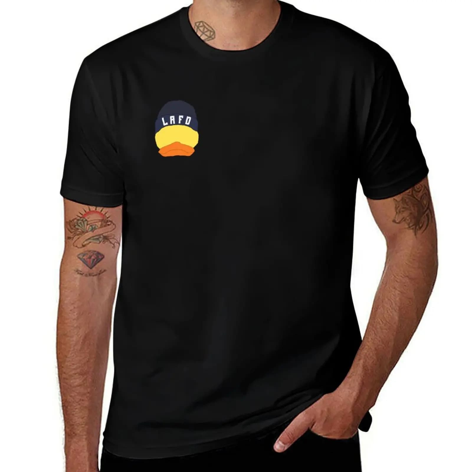 Quackity Duck LAFD Beanie T-Shirt Holiday Casual Short Sleeve Top