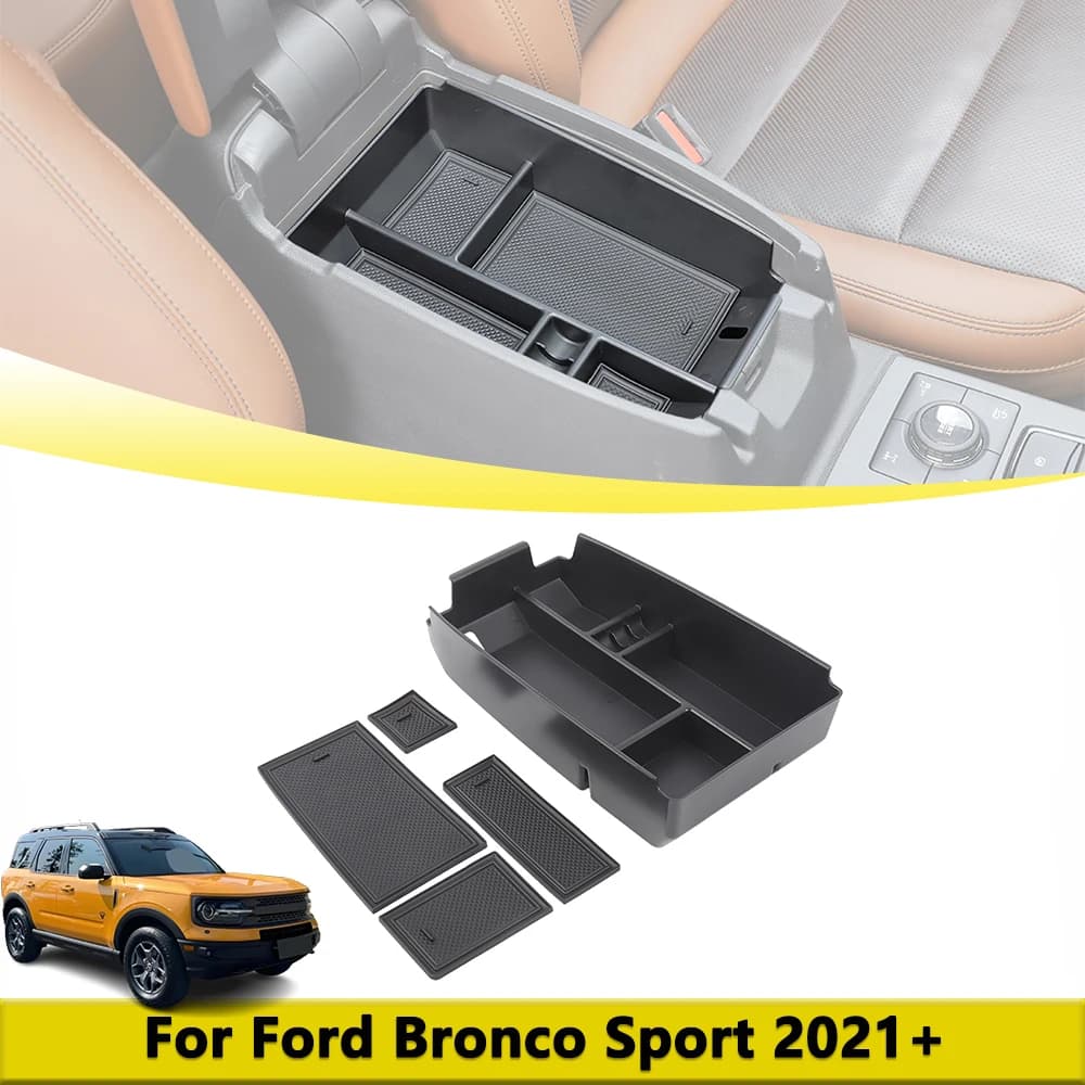 Auto Console Centrale Bracciolo Box Vassoio Organizzatore Secondario per Ford Bronco Sport 2021-2025 Accessori Interni Stivaggio Riordino
