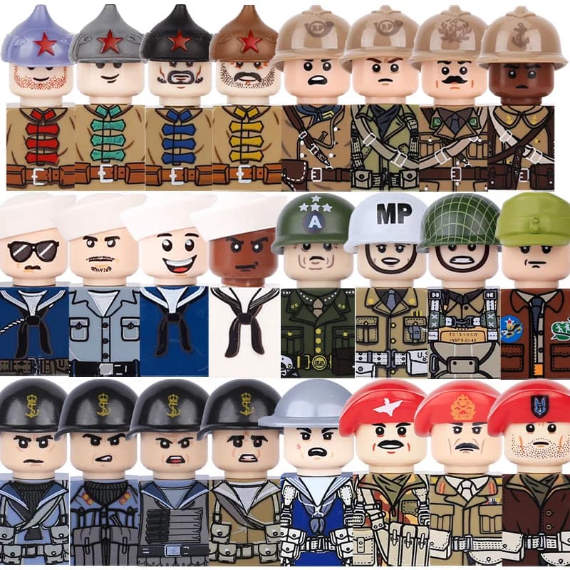 Giocattolo per bambini WW2 Esercito Militare Action Figures Building Block Marina degli Stati Uniti Fanteria francese UK Air Force Soldato sovietico Pistola Mattoni fai da te Regalo