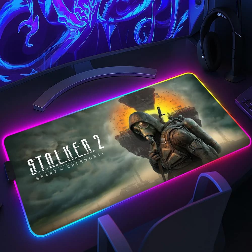 GAME STALKER 2 H-Heart Chornobyl Mouse Pad RGB LED Luce Base in gomma antiscivolo Impermeabile Office PC Home Desk-Mat USB Gioco di grandi dimensioni