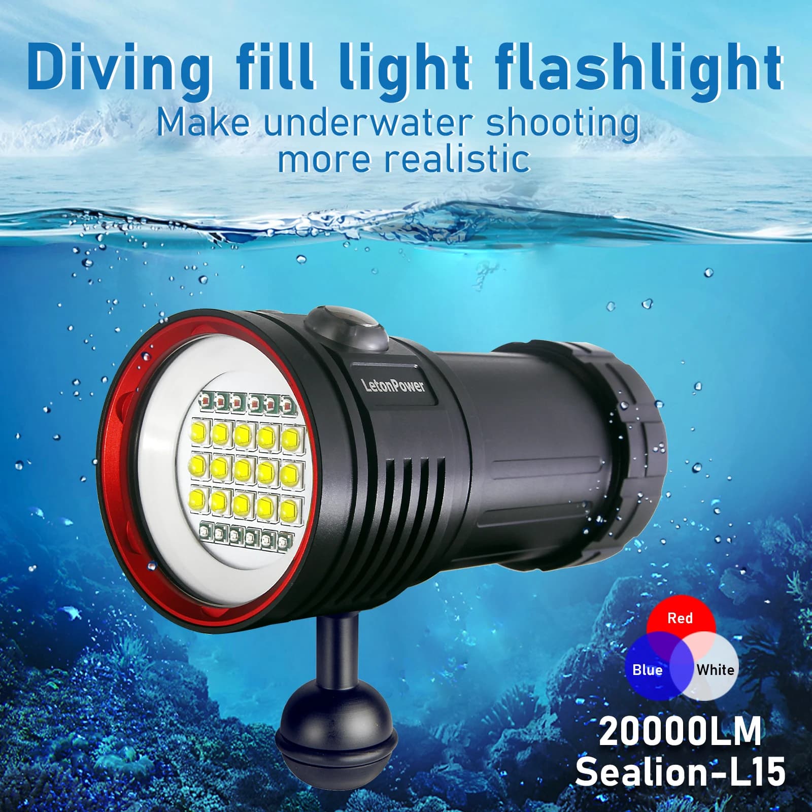 Torcia subacquea a LED 22800lumen 6 x XHP70 illuminazione subacquea torcia tattica impermeabile da 100m per la fotografia luce di riempimento Video
