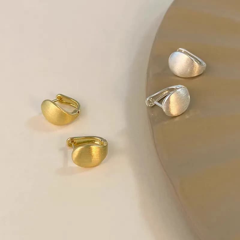 Vintage 925 Sterling Silver Matte Brushed Earrings Studs For Woman Luxury Aesthetic Wedding Jewellery New Wholesale Argent 925
