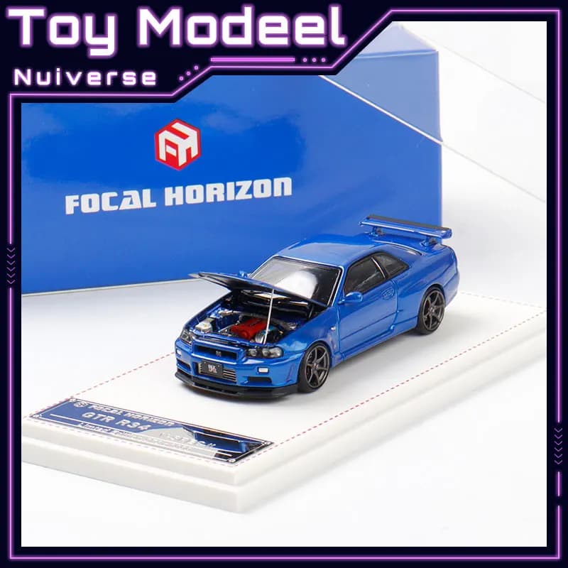 Nissan GT-R R34 Z-Tune FH Cofano in Carbonio, Modellino Auto in Lega Pressofusa 1:64, Veicolo da Collezione, Regalo Perfetto per Appassionati di Auto