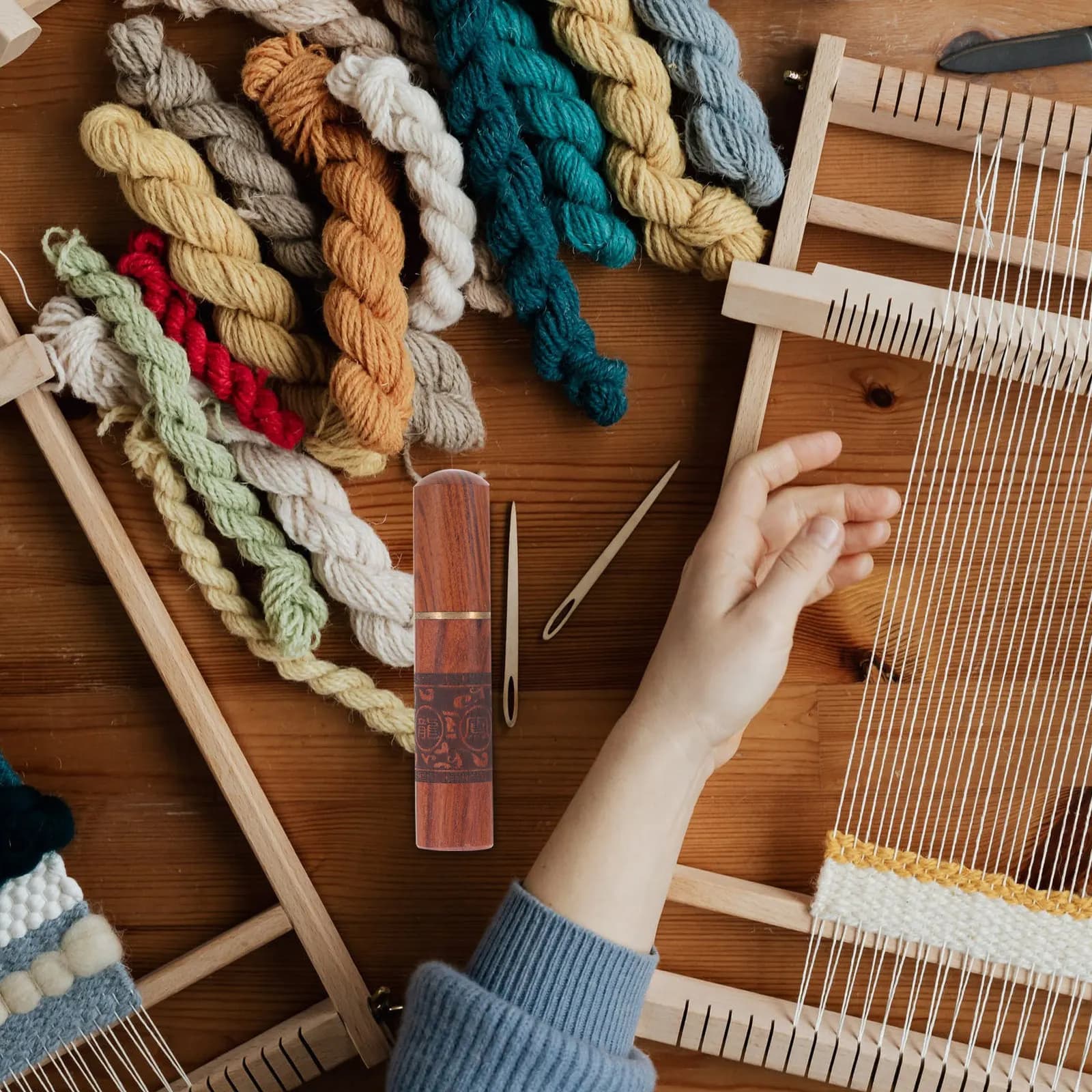 2 Pezzi Contenitore Porta Aghi da Cucito in Legno, Scatola Porta Aghi dal Design alla Moda, Custodia Portatile per Lavori di Cucito, Lavorazione a Maglia e Ricamo