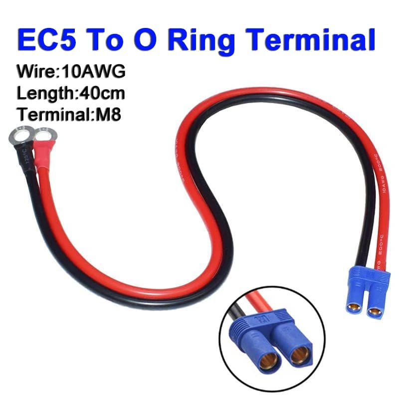 Cavo di ricarica da 10AWG per linea terminale da EC5 a O per cavo di alimentazione di emergenza per auto moto Accessori di conversione cavo adattatore EC5