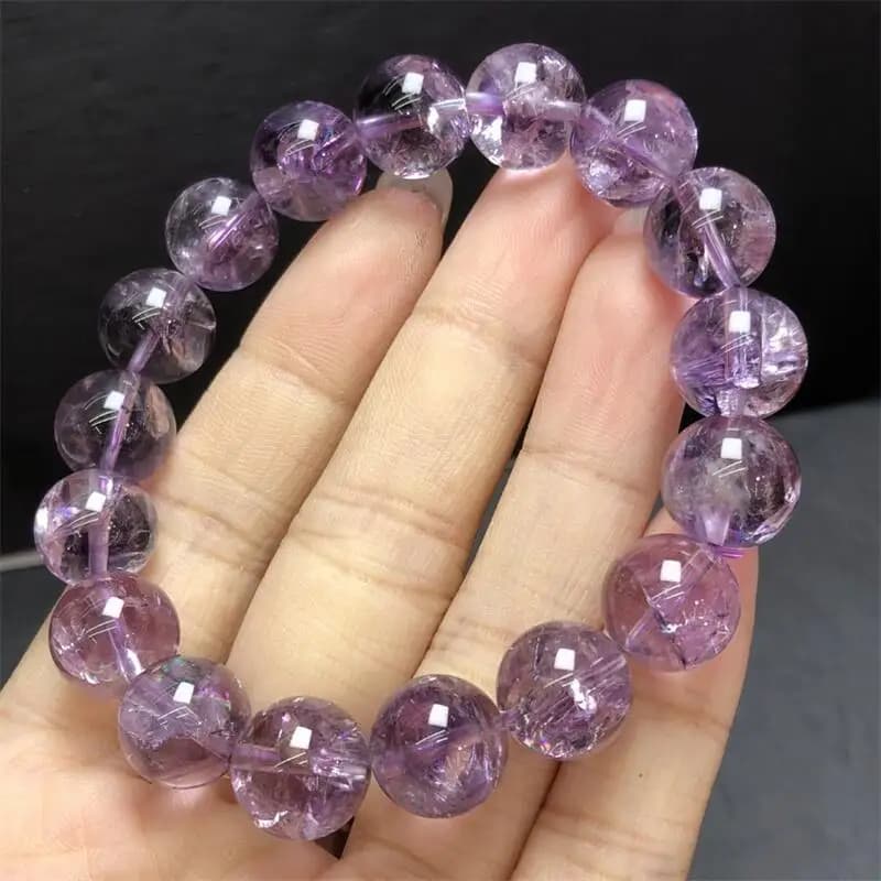 Bracciale con perline di quarzo viola naturale da 12 mm Guarigione Reiki Crystal Uomo Donna Fengshui Gioielli Regalo di compleanno 1 pz