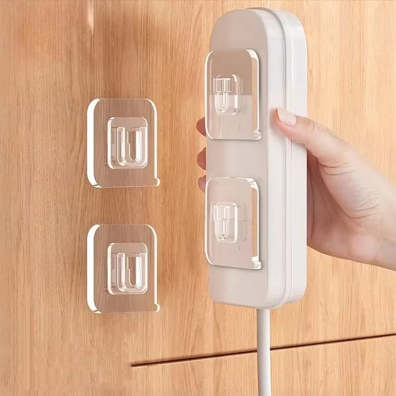 10 Pezzi Clip Organizzatori per Cavi, Ganci Adesivi a Doppia Faccia, Supporti da Parete Trasparenti con Forte Ventosa per Cucina