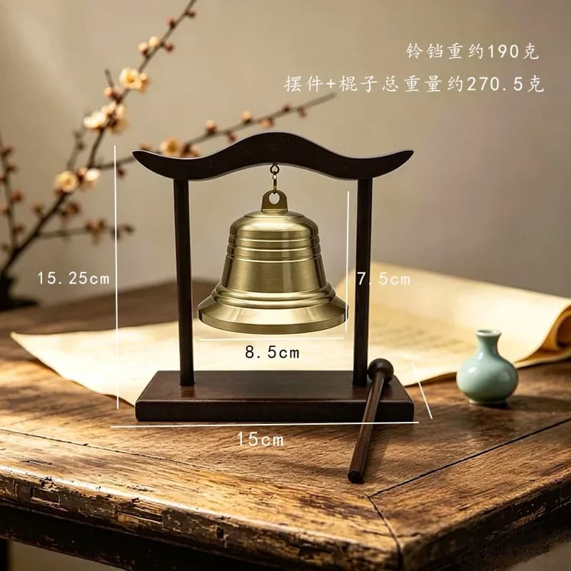 DSA Buddhist Objects Brass Bells Wooden Seat Bell Hanging Wind Chimes Bells Zen Home Crafts Ornament Meditation