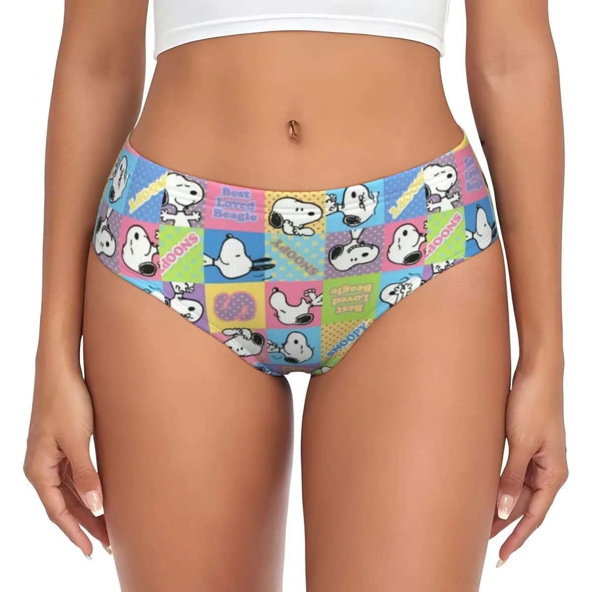 Women's Custom Mutandines with Motivi Anime, Manga, Snoopy and Woodstock, Breathable Slips, Valentine's Day Gifts