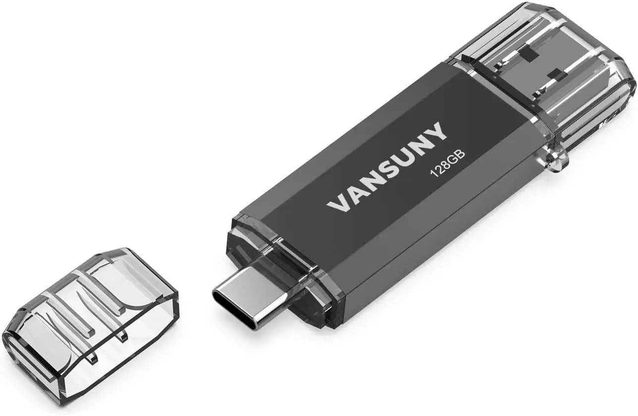 Chiavetta USB C da 128GB 2-in-1 OTG USB 3.0 + Type C con Portachiavi per Smartphone Android, Computer, Tablet