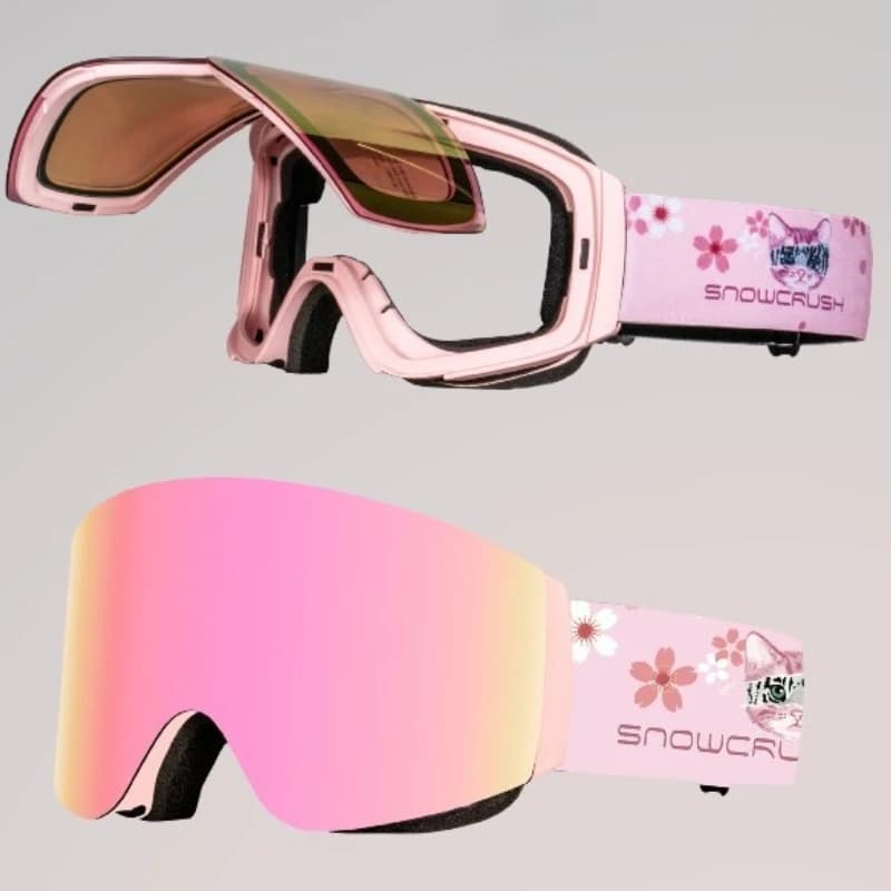 Occhiali da sci eleganti semi-inframe con lenti magnetiche intercambiabili Accessori da sci antiappannamento anti-UV per snowboard