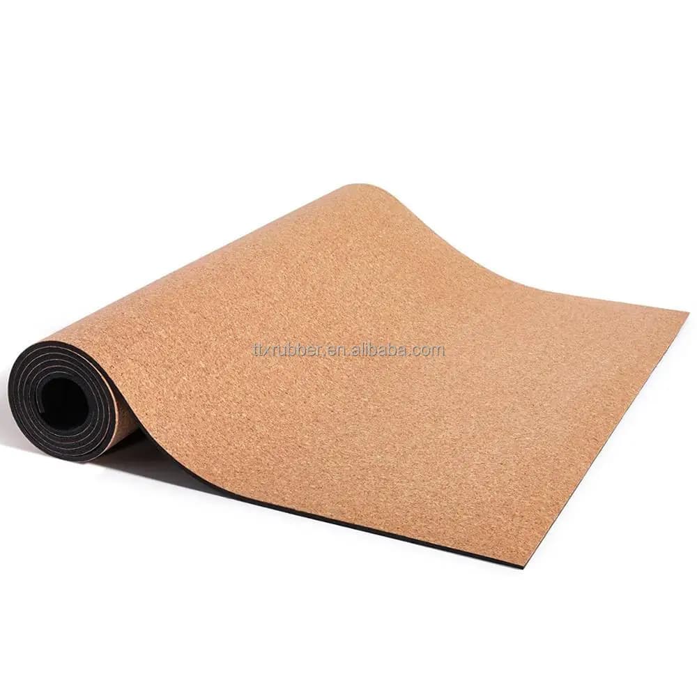 Anti-slip Ecological Yoga Mat in Natural Rubber TPE and cork, Production and Supply of Yoga Mats