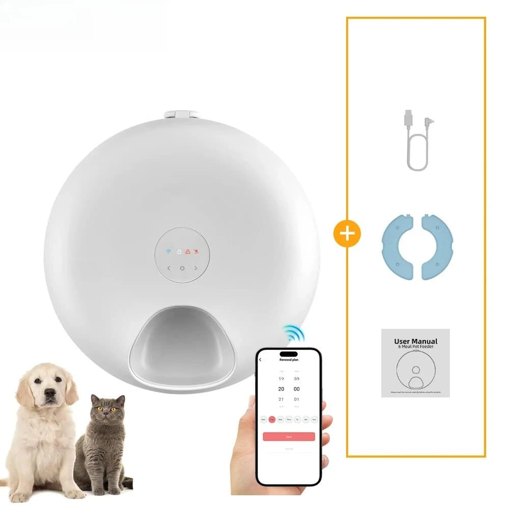 Dispenser Automatico Ricaricabile per Cibo Umido per Cani e Gatti, Distributore Intelligente di Cibo Umido con Timer, Ciotola per Alimentazione Temporizzata