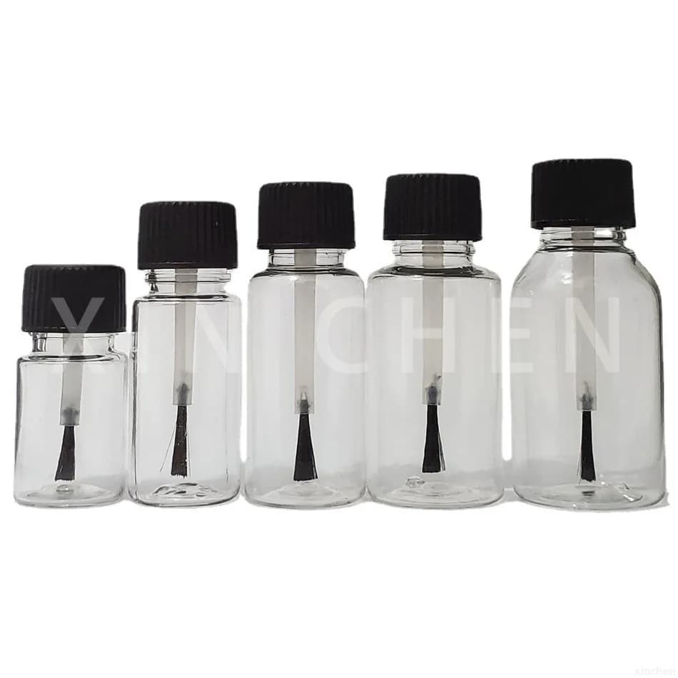 50 Pezzi Flaconi Vuoti in Plastica Ricaricabili per Ritocchi di Smalto, Bottiglie Campione Cosmetico con Pennello Trasparenti 5ml 10ml 15ml 20ml 30ml