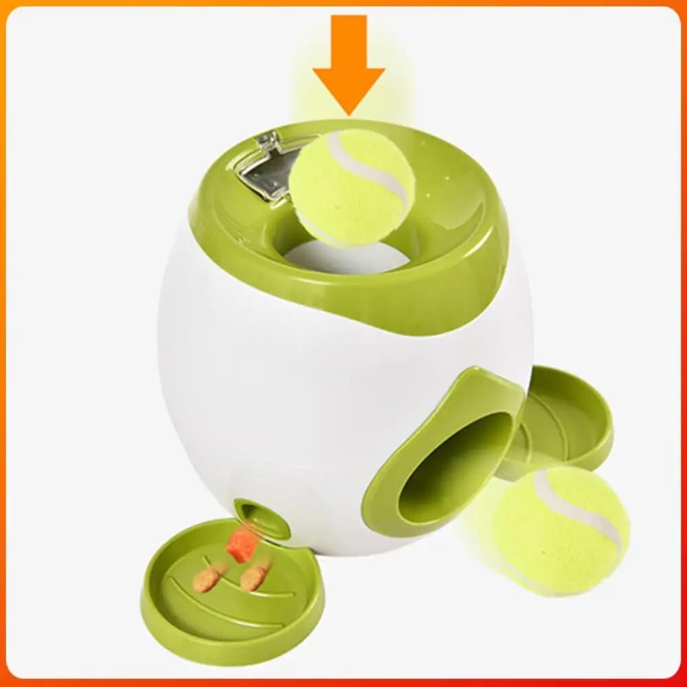 Giocattolo interattivo per cani: lancia la palla per ottenere premi - Dispenser di crocchette 2-in-1 e macchina per premi con palla da tennis a lenta erogazione