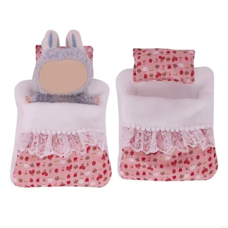 Accessori per bambole peluche da 17 cuscino per bambole figure e sleepbag con bel motivo fiori per bambole sdoganarie