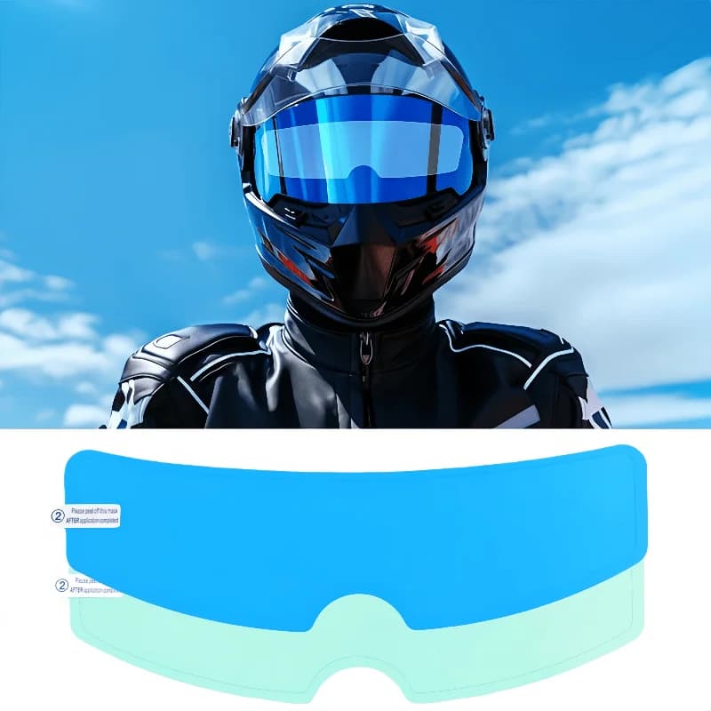 1/2 Pezzi Pellicola Trasparente Antiappannamento e Antipioggia per Casco Moto, Lente per Casco ad Alta Definizione, Adesivi Durevoli con Nano-rivestimento