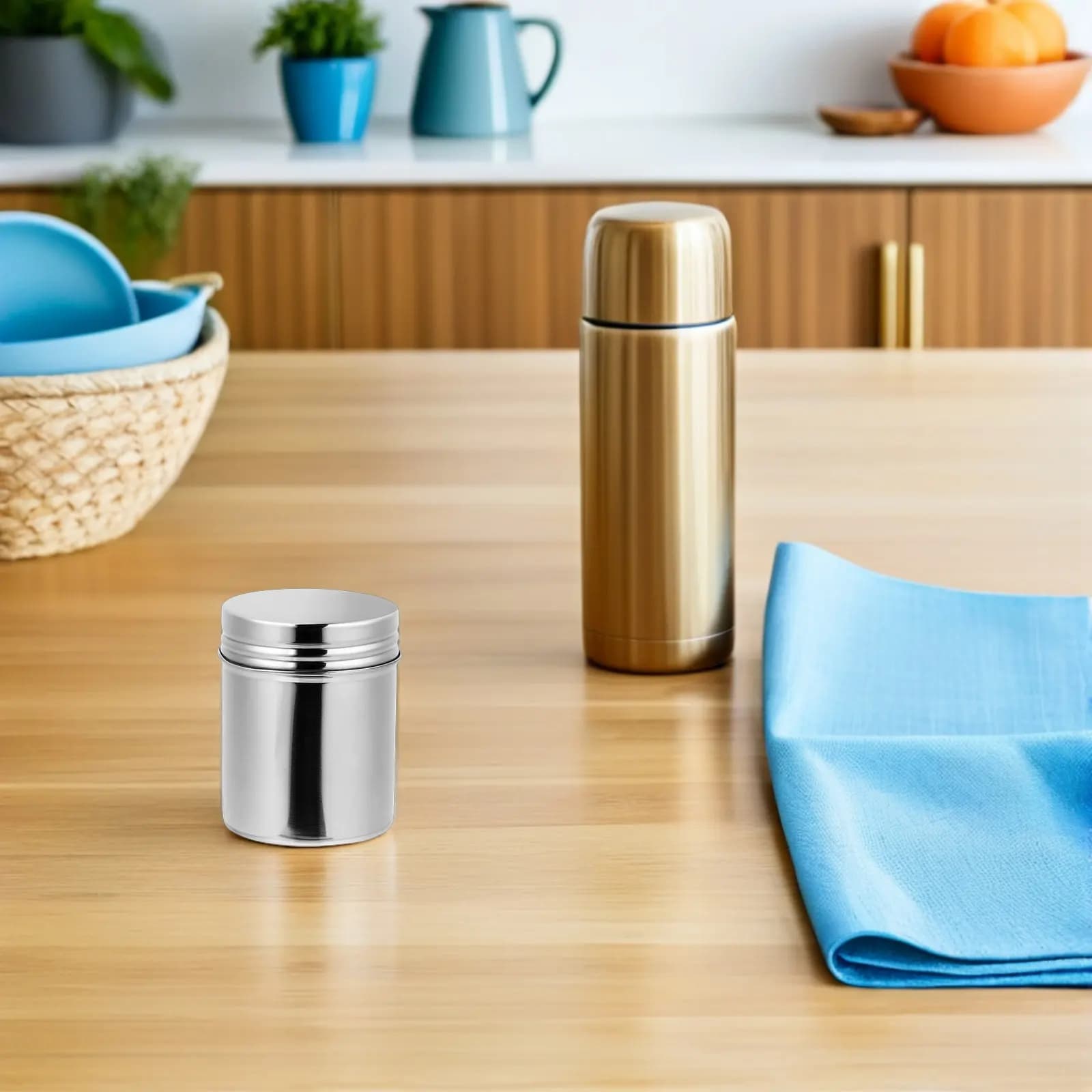 2Pcs Stainless Steel Canisters 304 Food Storage Containers Airtight Seal Portable Travel Tea Coffee Spice Jar Kitchen Outdoor
