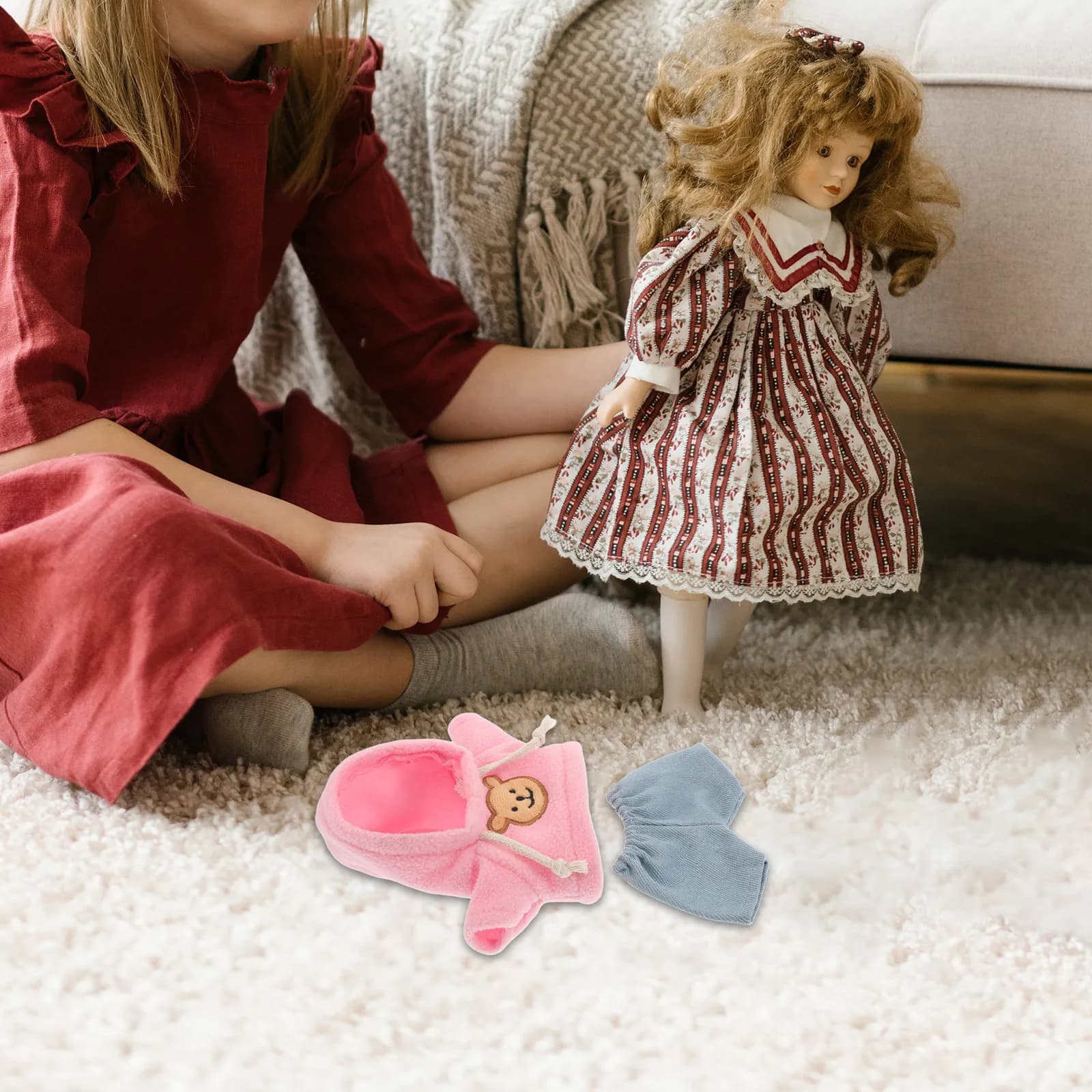 Set di Vestiti per Orsacchiotti, Felpa con Cappuccio e Jeans, Accessori Alla Moda per Orsacchiotti da 20 Cm, Outfit per Collezionisti