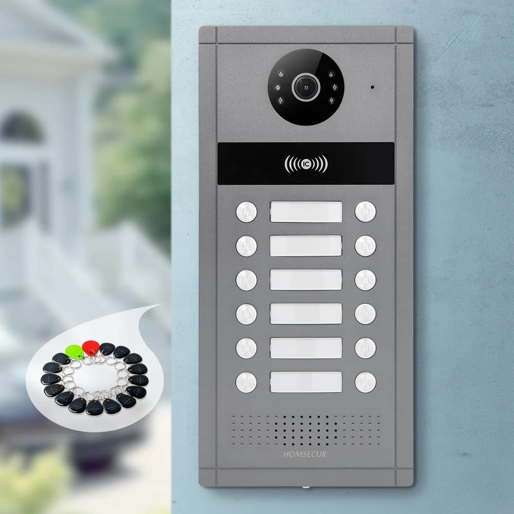 HOMSECUR XC114F-12 Videocitofono con Telecamera e Accesso RFID per 12 Famiglie