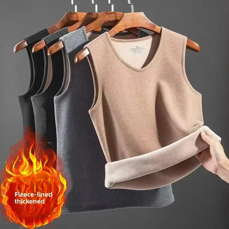Winter Velvet Thermal Vest Tank Tops Men's Velvet Top Thick Lamb Wool for Warmth Cold Protection Vest Men's Clothing
