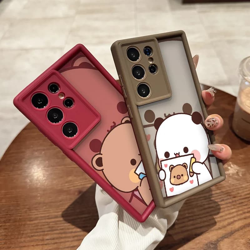 Hot BuBu DuDu Couple Cartoon Phone Case for Samsung S25 S24 S23 S22 S21 S20 Plus FE Note 20 Ultra M55 Soft Liquid Silicone Cover