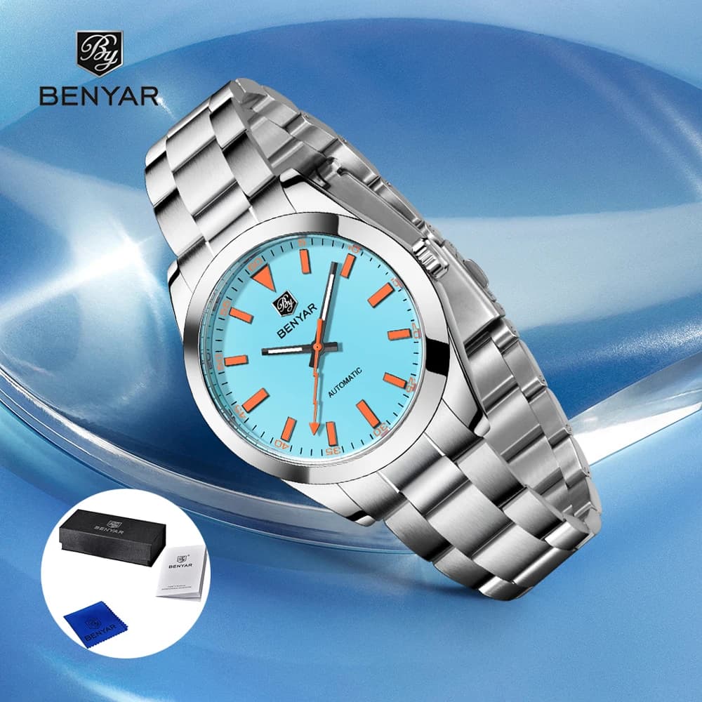 2026 new men's watches BENYAR men's automatic luxury watch for men's mechanical stainless steel wristwatch waterproof bright gift