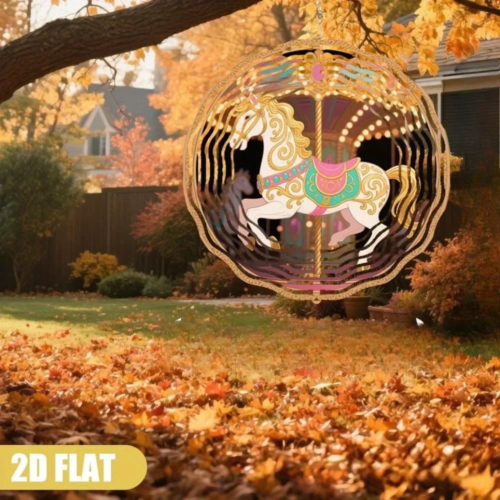 CIFBUY 2D Metal Wind Chime Rotating Hanging Decor Outdoor Yard Garden Art Ornament Kinetic Patio Ornament