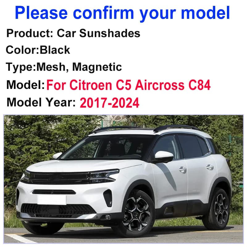 Parasole per auto per Citroen C5 Aircross Accessori 2024 C84 2017-2023, tendina a rete anti-UV isolante dal calore per parabrezza