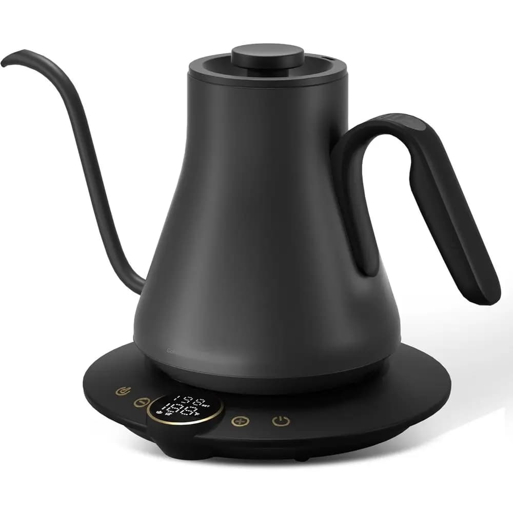 Bollitore elettrico con temperatura a ±1° ° Controllo della temperatura F per caffè e tè preparati a colatura, riscaldamento rapido da 1500 W, acciaio inossidabile, capacità 0,9 l, M