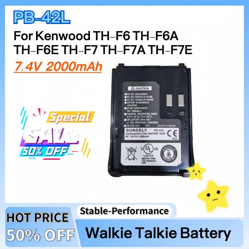 NUOVA Batteria 7.4V 2000mAh PB-42L Per Kenwood TH-F6 TH-F6A TH-F6E TH-F7 TH-F7A TH-F7E Radio Walkie Talkie Batteria