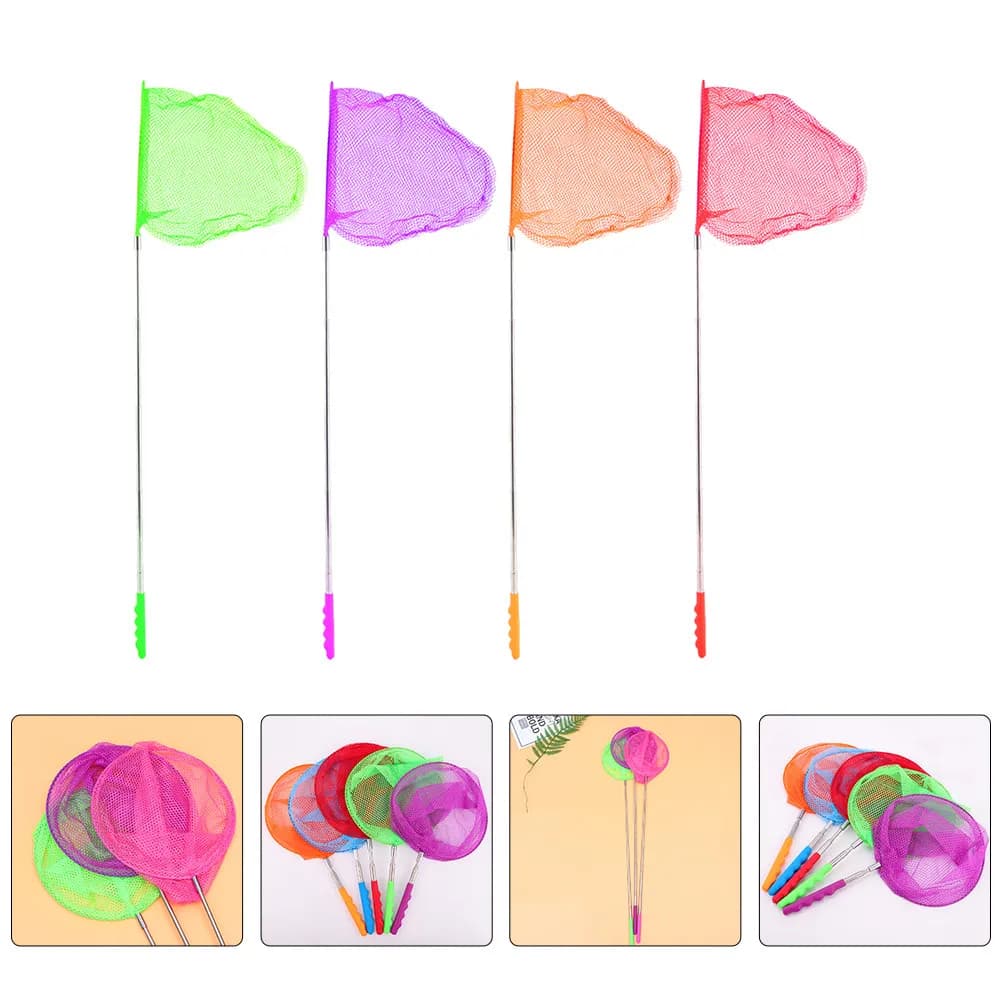 Set di 4 Reti per Insetti con Aste Telescopiche Estensibili per Bambini, per Catturare Farfalle, Libellule e Piccoli Pesci all'Aperto