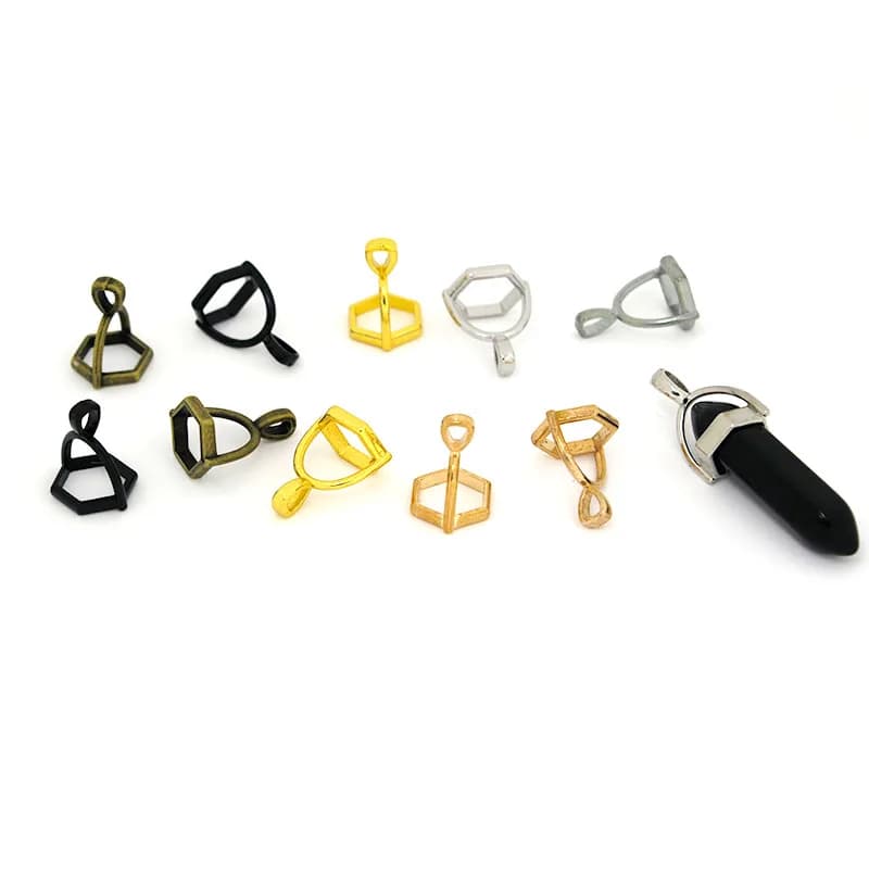 20 pieces stone cap precious hexagonal caps hanging caps crystal pillar natural stone for creation of jewelry connectors necklace pendant clasp diy