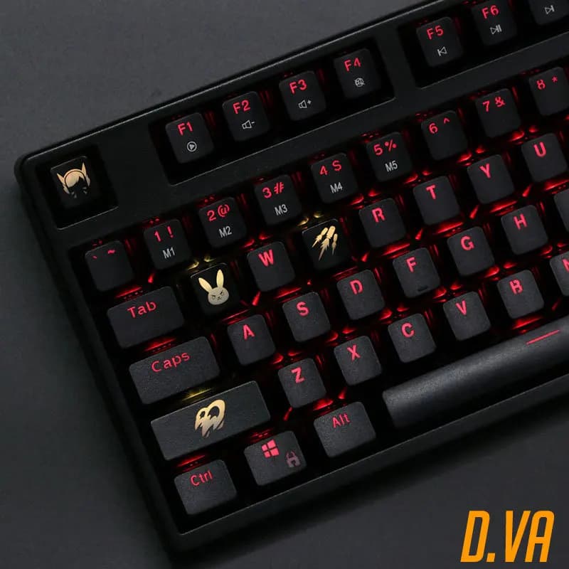4 pezzi/set di tasti retroilluminati OW, copritasti in ABS incisi, tasti trasparenti per giocatori di Overwatch, tastiera meccanica ANSI nera