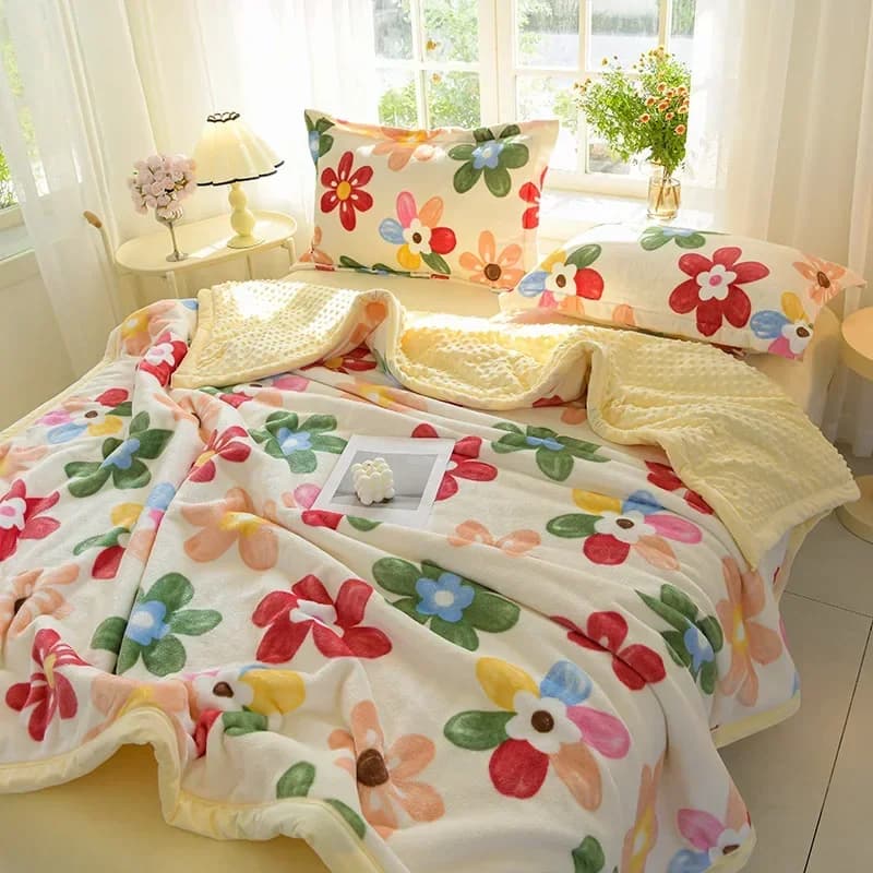 Nuova classe A Coperta in pile a tre strati Doudou in pile di latte, Coperta calda singola doppia, Coperta per divano Coperta per pisolino da ufficio
