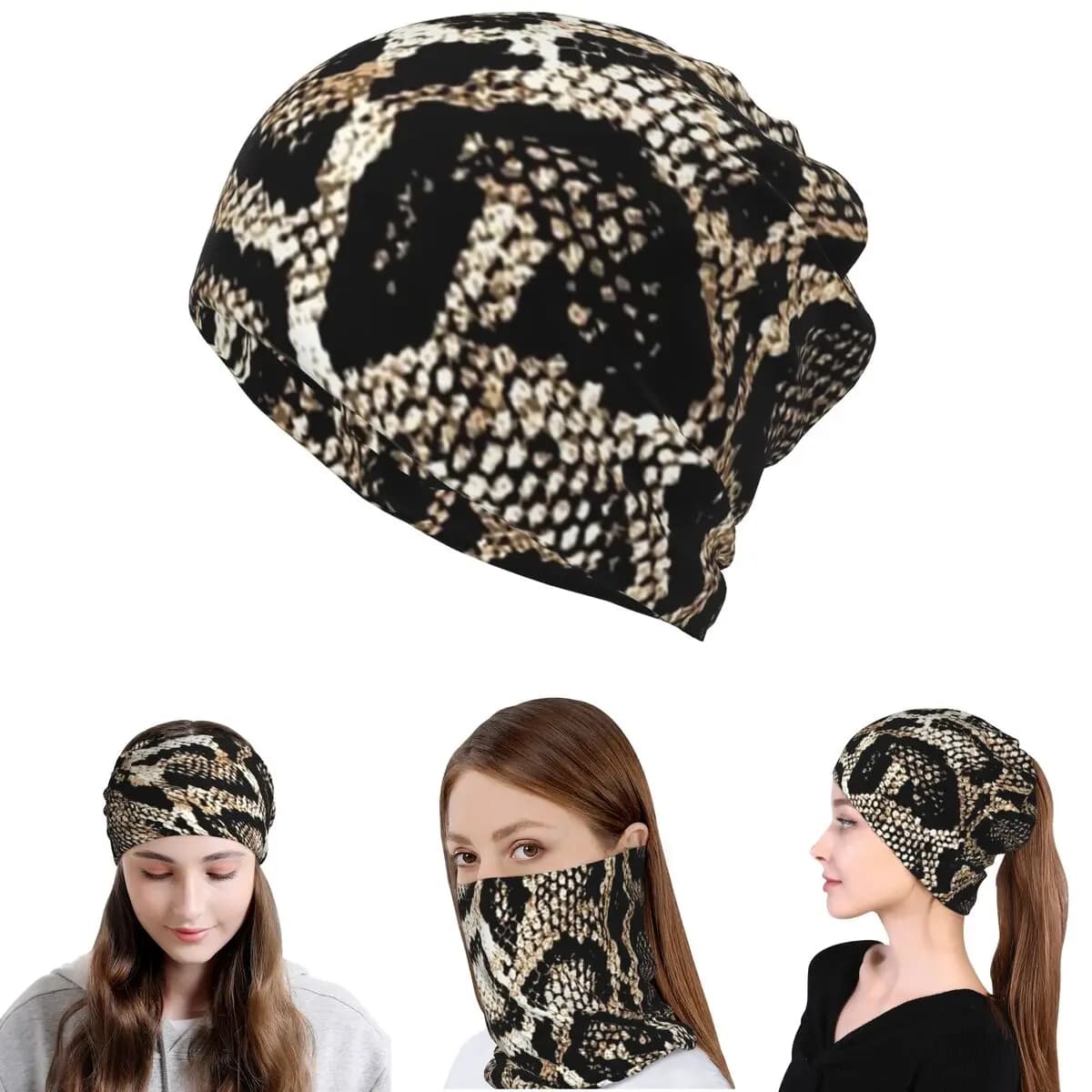 Snake Skin Bandana Neck Gaiter Mask Scarf Warm Face Mask Beanies Hat for Men Women Adult Washable