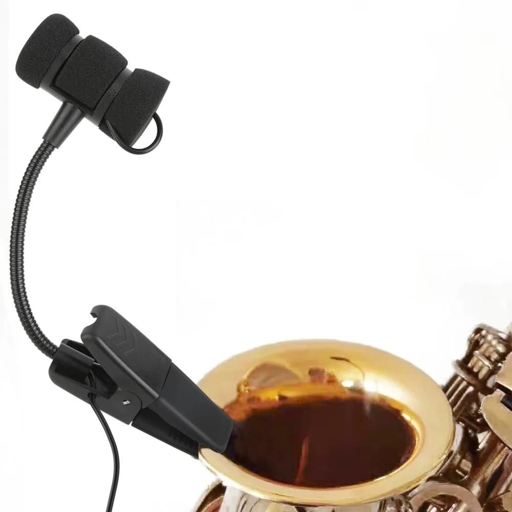 Saxophone Wired Microphone, Portable Clip On Mic for Orchestral Instruments saxo trumpet, 5 Jacks for All Bodypack Transmitter