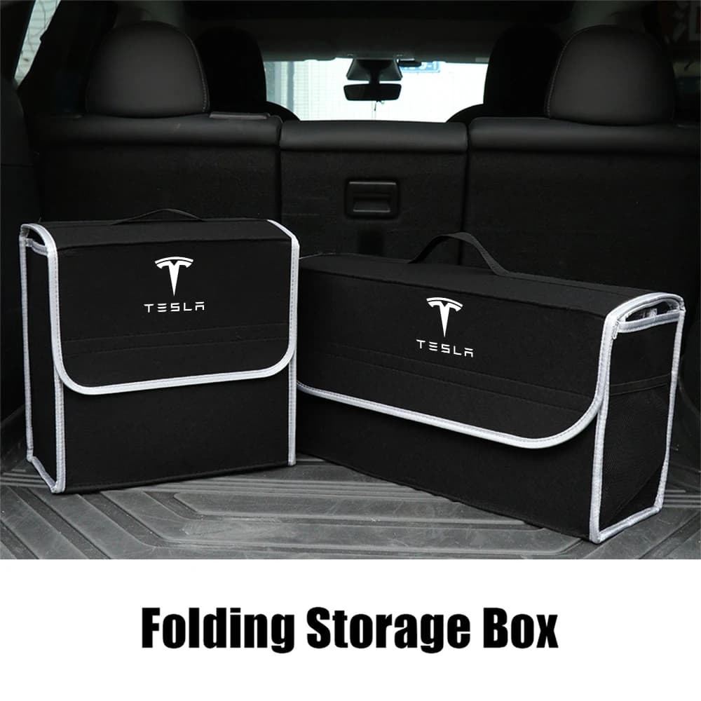 Car Folding Storage Box Felt Large Capacity Trunk Organizer Tools Wheel hubcap Accessories For Tesla Model 3 S X Model Y Juniper