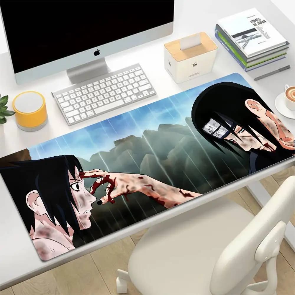 Tappetino per mouse da gaming con personaggi anime Naruto, grande tappetino da scrivania in gomma con bordo cucito da 2 mm