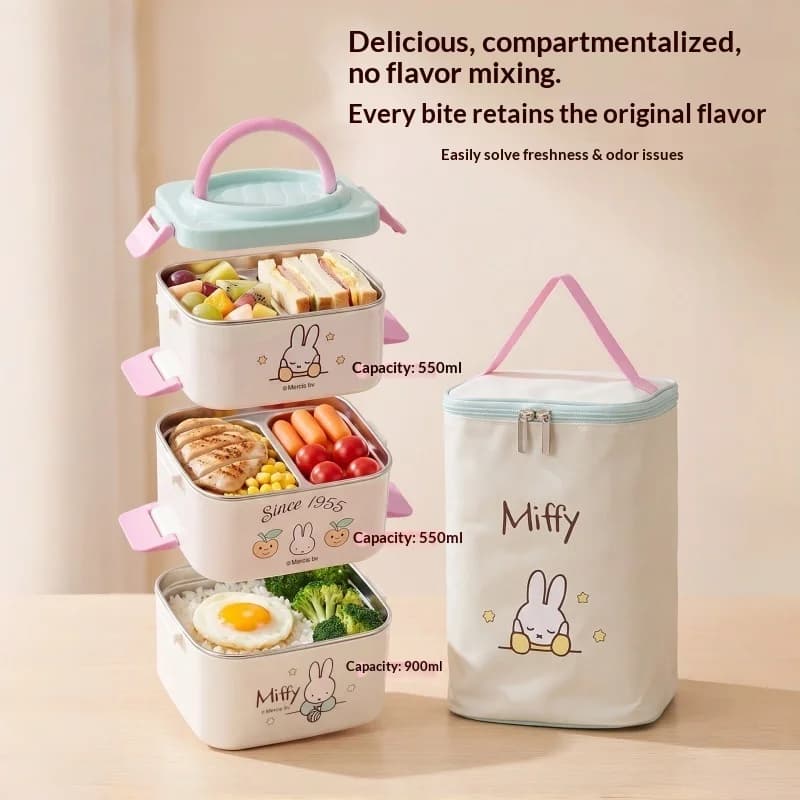 Miffy Insulated Portable Bento Box 2026 New Food Container Lunch Box for Office Workers Students Daily Meal Storage