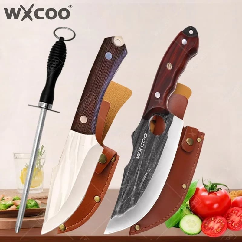 WXCOO Kitchen Knife Handmade Knife Forged Stainless Steel Boning Meat Cutting BBQ Knife Household Fruit Vegetable Slicing