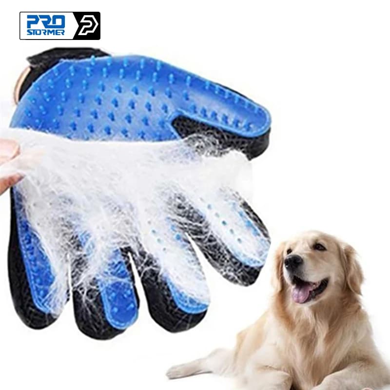 Guanto per toelettatura animali domestici per cani Gatti in silicone Spazzola Pettine Deshedding Guanti per capelli Cani Prodotti per la pulizia del bagno Pettini per animali di PROSTORMER